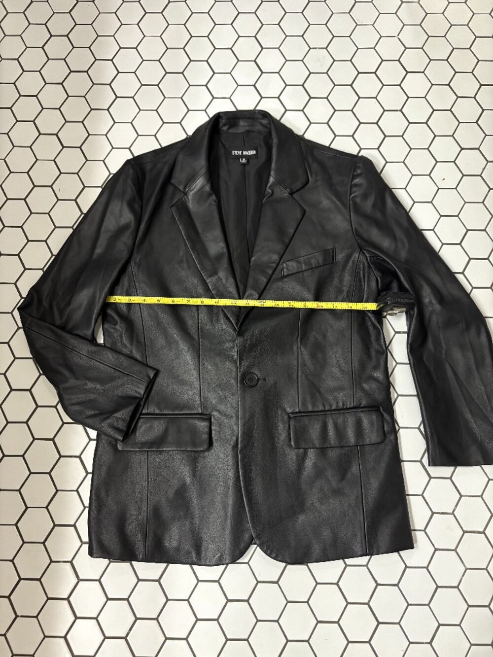 Steve Madden Imaan Faux Leather Blazer Black Small